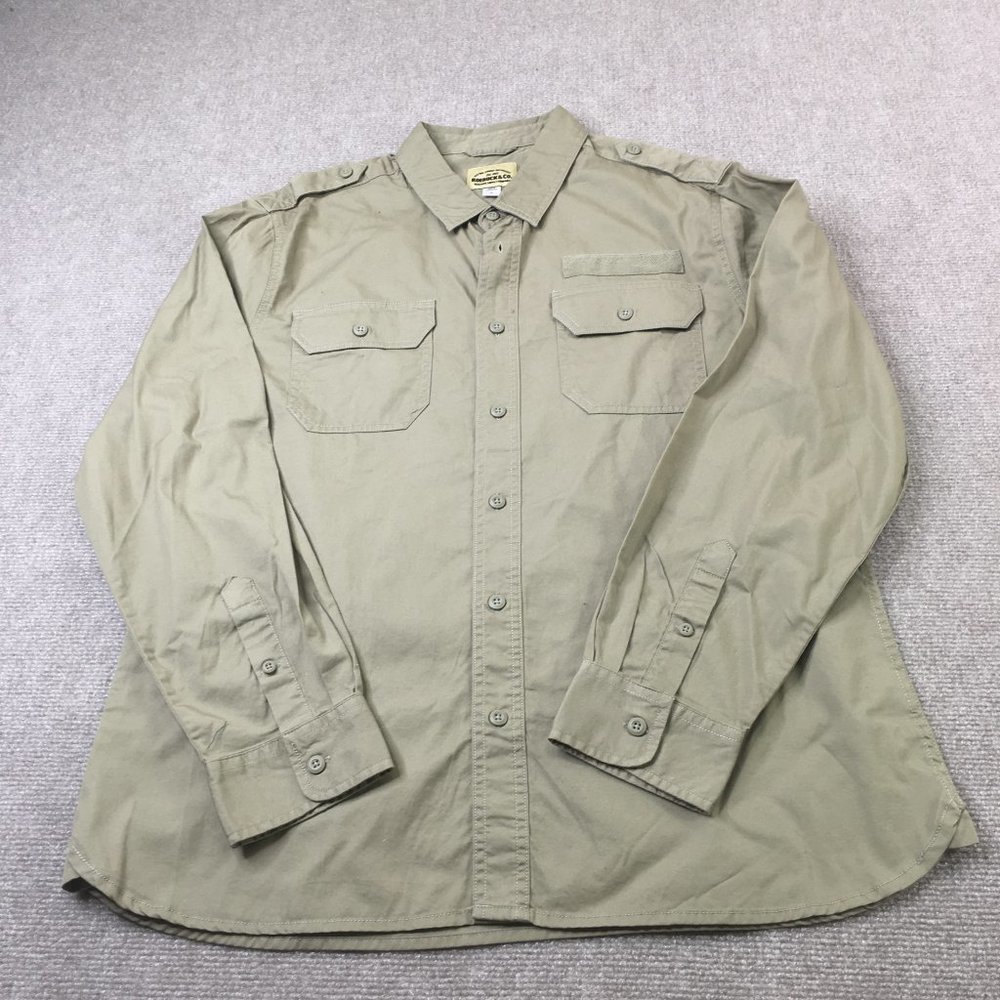 Roebuck & Co Mens Button Up Shirt Brownish Gray Extra Large Collared #0179